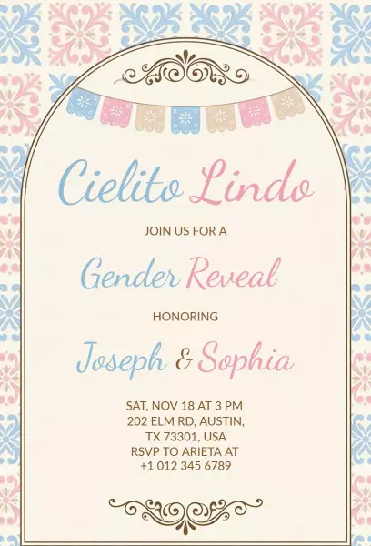 Cielito Lindo Charming Gender Reveal Celebration Invitation Template