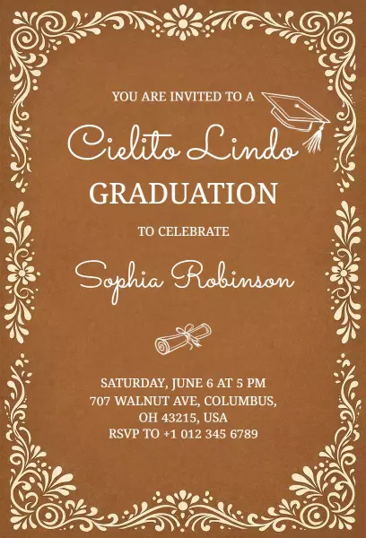 Cielito Lindo Elegant Graduation Ceremony Invitation Template