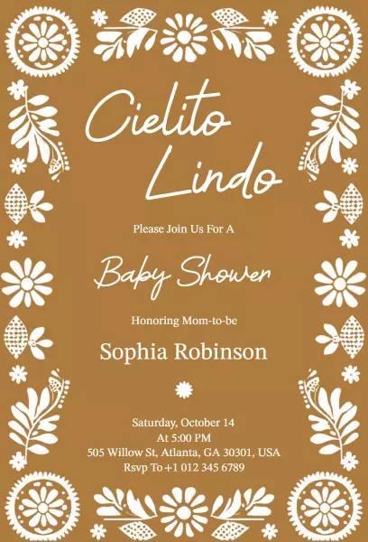Cielito Lindo Floral Elegant Baby Shower Invitation Template