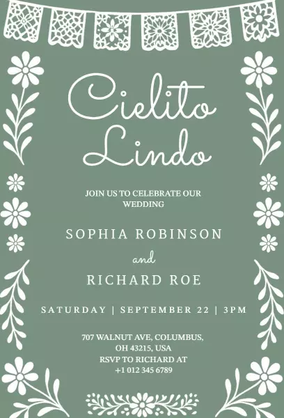 Cielito Lindo Mexican Wedding Celebration Invitation Template