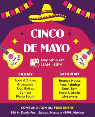 Bright Colorful Cinco de Mayo Celebration Event Flyer Template