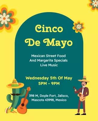 Vibrant Tropical Cinco De Mayo Fiesta Flyer Template