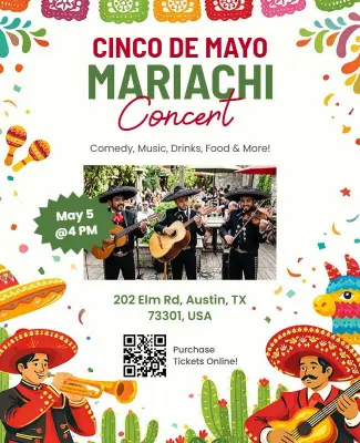 Cinco De Mayo Mariachi Concert Celebration Flyer Template