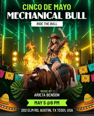 Cinco De Mayo Mechanical Bull Event Flyer Template