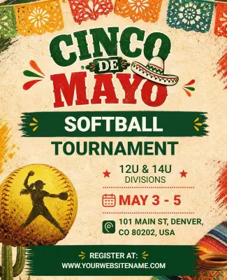 Cinco De Mayo Softball Tournament Poster Template