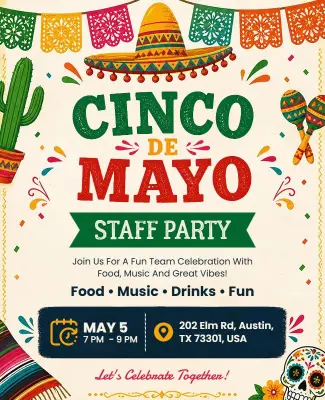Cinco De Mayo Staff Party Flyer Template