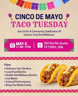 Cinco De Mayo Taco Tuesday Celebration Flyer Template