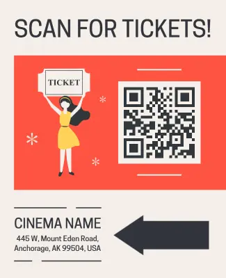 Cinema QR Code Ticket Promotion Flyer Template