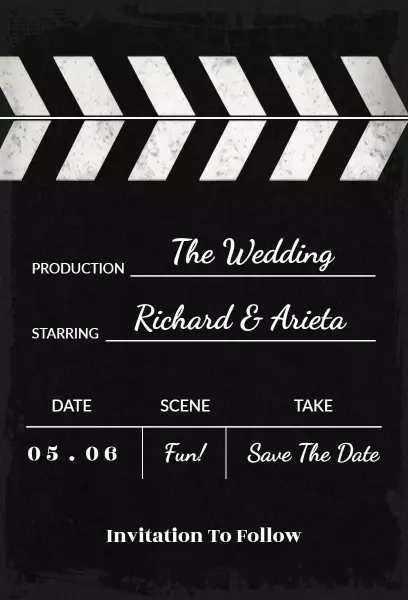 Cinematic Save The Date Film Style Wedding Invitation Template