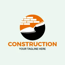 Circular Orange and Black Design Highlighting Construction Services Logo Template