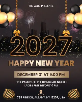 City Skyline New Year 2027 Event Flyer Template