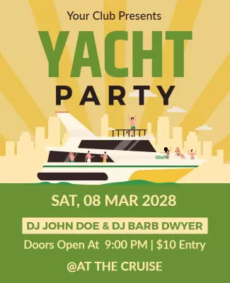 Cityscape Yacht Party Event Flyer Template