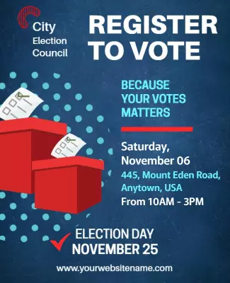 Civic Engagement Red and Blue Voter Registration Poster Template