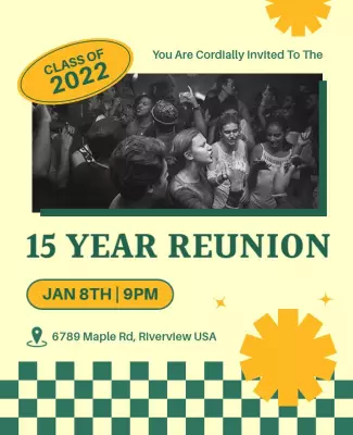 Class Of 2022 Fifteen Year Reunion Flyer Template
