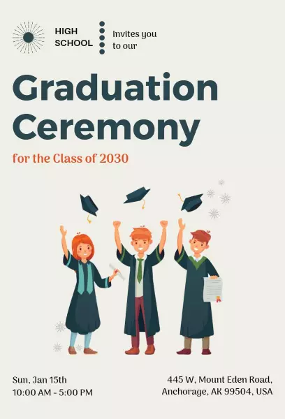 Class of 2030 Colorful High School Graduation Invitation Template