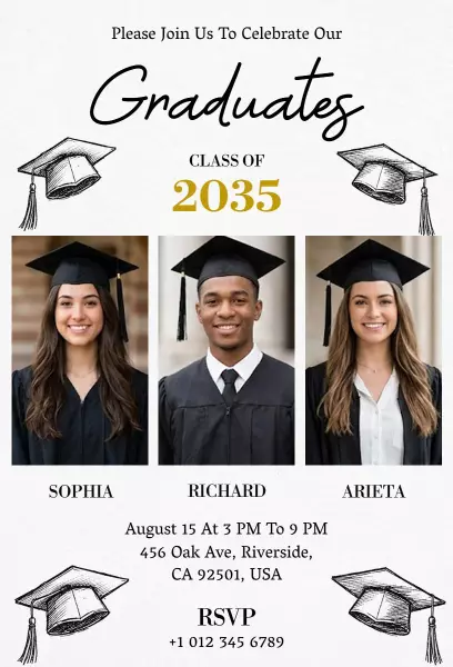 Class of 2035 Graduation Celebration Photo Invitation Template