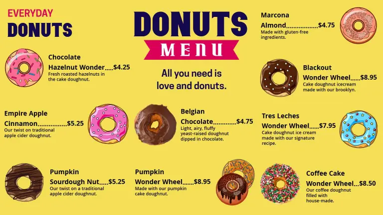 Classic and Unique Donuts Choices Menu Template