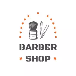 Classic Barber Tools and Stars Design for Barber Shop Logo Template