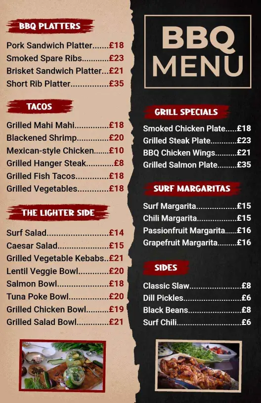 Classic Beige and Black BBQ Menu Template