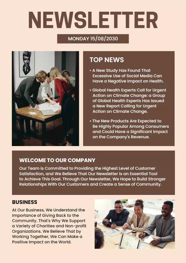 Classic Beige Professional Newsletter Template