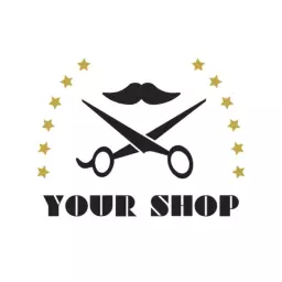 Classic Black and Gold Barber Shop Featuring Scissors Logo Template