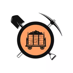 Classic Black and Orange Mining Cart with Tools Logo Template