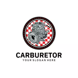 Classic Black and Red Checkered Carburetor Design Logo Template