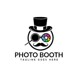 Classic Black and White Photo Booth Design with Fun Elements Logo Template