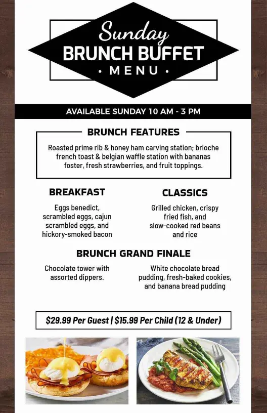 Classic Black and White Sunday Brunch Buffet Menu Template