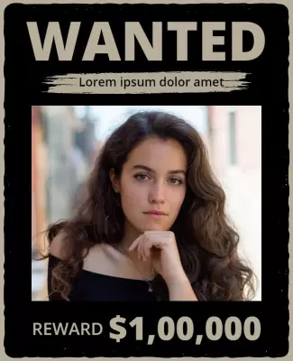 Classic Black and White Wanted Poster with Reward Template