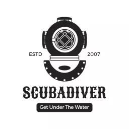 Classic Black Design Featuring Scuba Diver Adventure Logo Template