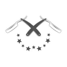 Classic Black Razor Design with Stars for Barber Shop Logo Template