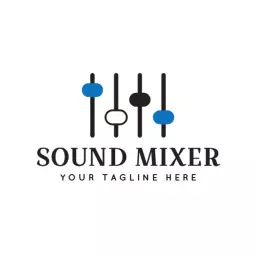 Classic Blue and Black Sound Mixer Design for Music Logo Template