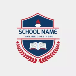 Classic Blue and Red Emblematic Design for School Logo Template