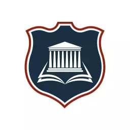 Classic Blue and White School Emblem with Pillars Logo Template