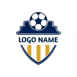 Classic Blue and Yellow Shield Design for Soccer Teams Logo Template