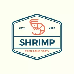 Classic Blue Badge Design Emphasizing Shrimp Freshness Logo Template