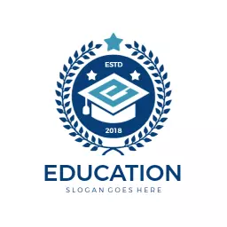 Classic Blue Graduation Cap Design for Education Logo Template
