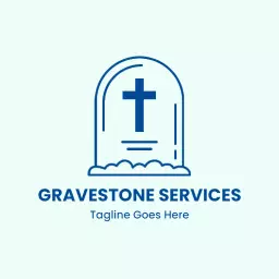 Classic Blue Gravestone Design Symbolizing Respectful Services Logo Template