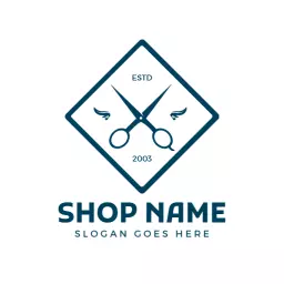 Classic Blue Scissors Design Showcasing Quality Barber Shop Logo Template