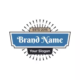 Classic Blue Vintage Badge Featuring Elegant Brand Name Logo Template