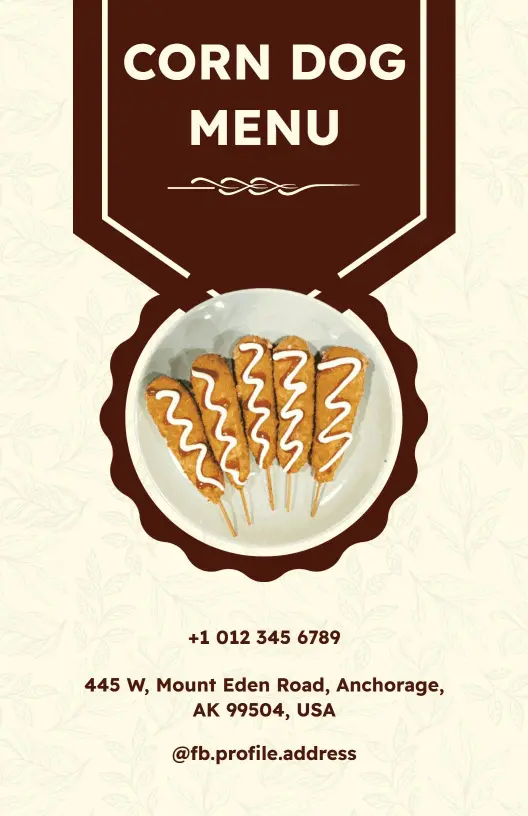 Classic Brown and Cream Corn Dog Menu Template