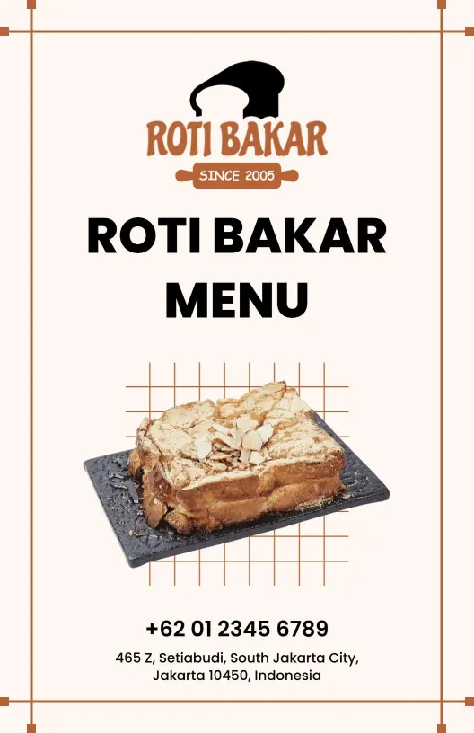 Classic Brown Bakery Roti Bakar Menu Template