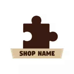 Classic Brown Puzzle Piece Design Reflecting Vintage Style Logo Template