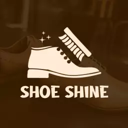 Classic Brown Shoe with Shine Brush Representing Shoeshine Logo Template