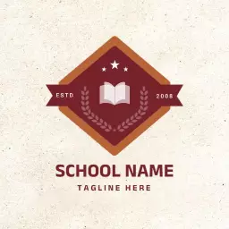 Classic Burgundy Book Emblem for School Logo Template