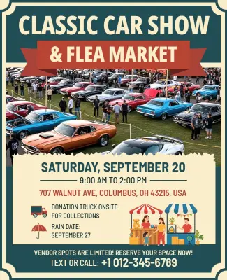 Classic Car Show and Flea Market Flyer Template