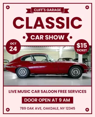Classic Red Vintage Car Show Event Flyer Template