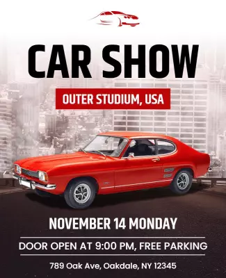 Classic Red Vintage Car Show Exhibition Flyer Template