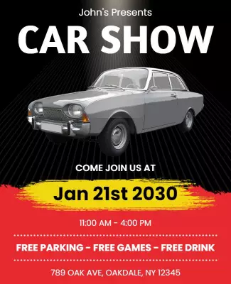 Vintage Classic Car Show with Bold Red Highlights Flyer Template